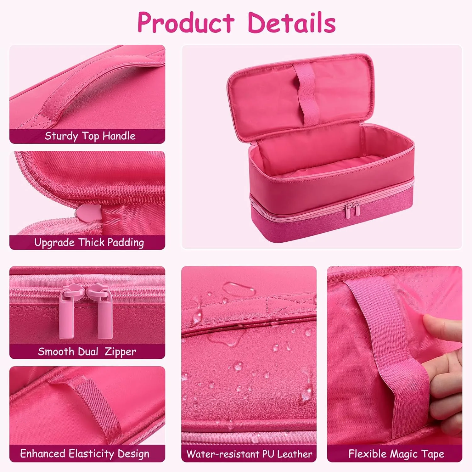 Travel Carrying Case for Hair Dryer for Shark Flexstyle Double-Layer Hair Accessories Tools Storage Bag for Revlon Hairdryer Styler Organizer (P-Pink)