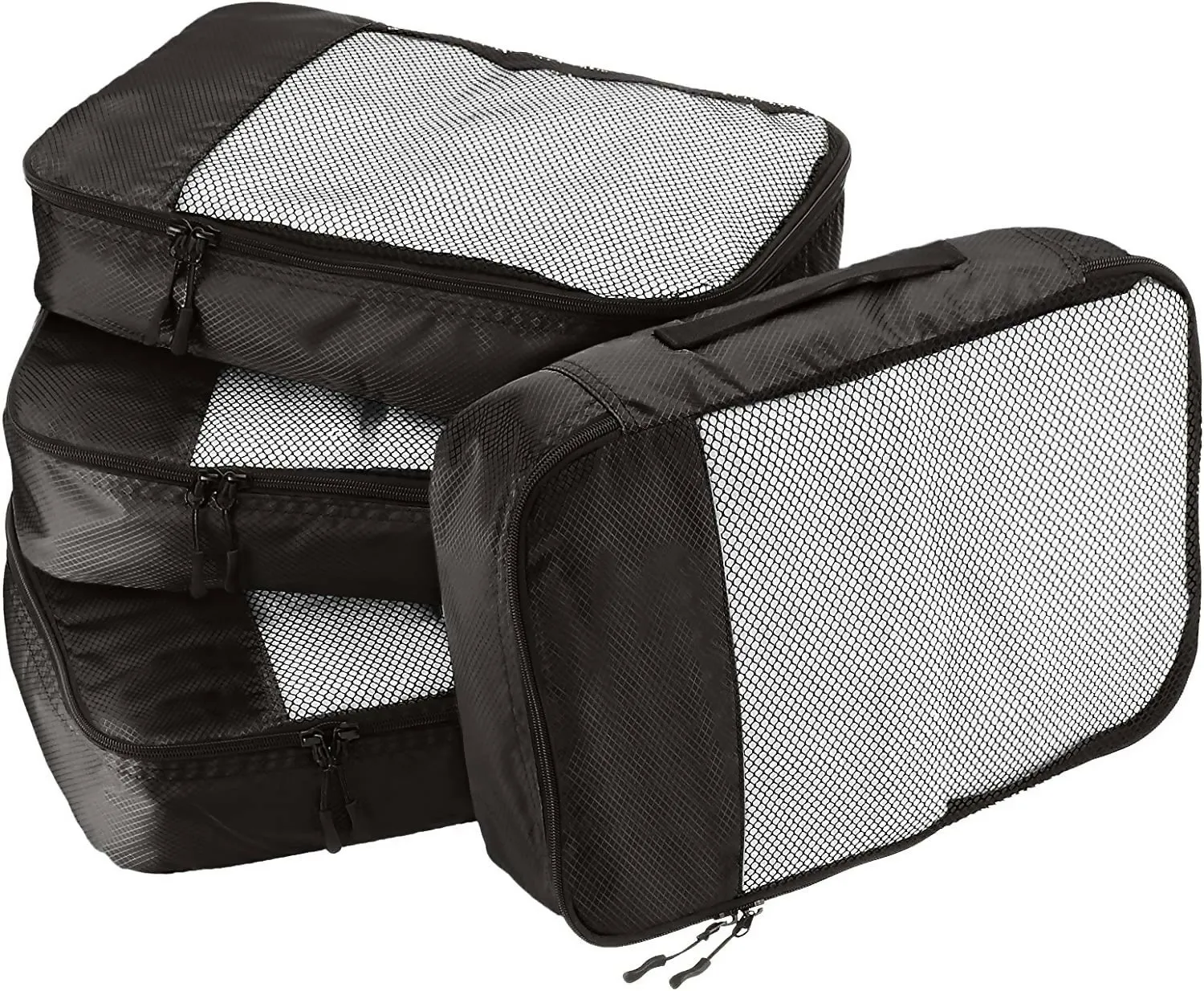 Travel Packing Cubes Set Polyester Organizer Bags (Pack of 4,Black)