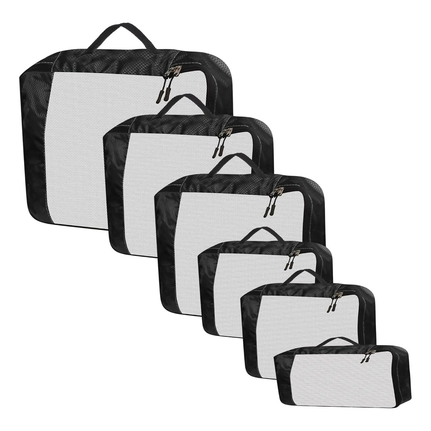 Travel Packing Cubes Set Polyester Organizer Bags (Pack of 4,Black)