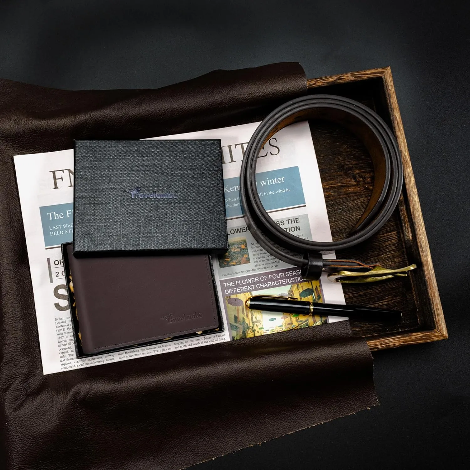 Travelambo 100% Genuine Leather Wallet for Men with Gift Box - Handmade Bifold Stylish - Rfid Wallet for Men with 2 ID Windows