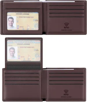 Travelambo 100% Genuine Leather Wallet for Men with Gift Box - Handmade Bifold Stylish - Rfid Wallet for Men with 2 ID Windows