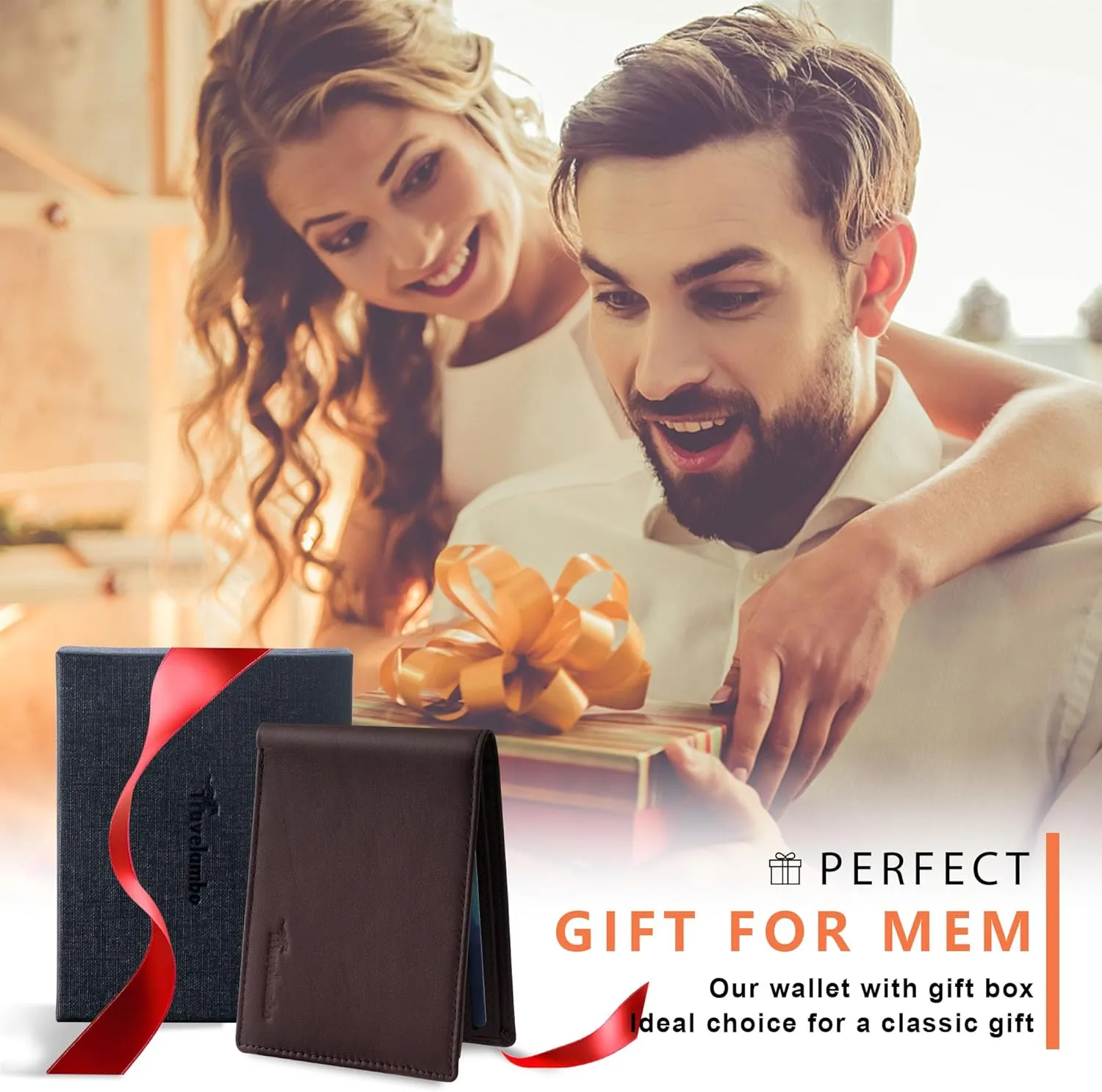 Travelambo 100% Genuine Leather Wallet for Men with Gift Box - Handmade Bifold Stylish - Rfid Wallet for Men with 2 ID Windows