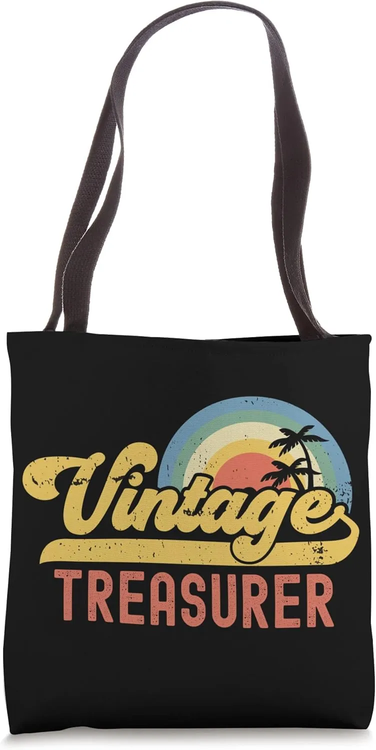 Treasurer Vintage Sunset Profession Retro Job Title Tote Bag