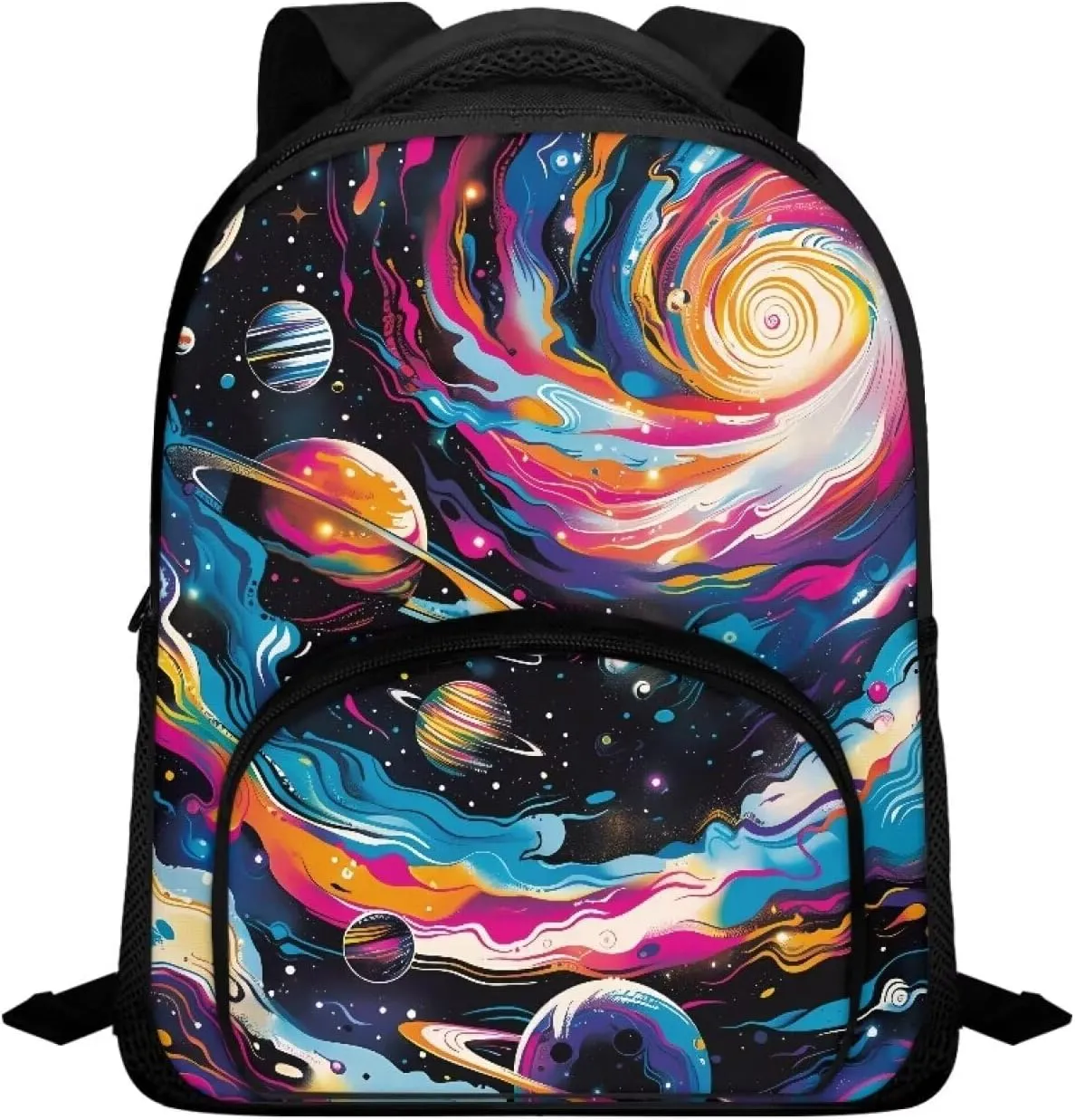 Trippy Galaxy School Backpack for Girls Boys Solar System Backpack for Notebooks Laptop Bottles Reusable Bookbag with Breathable Back Panel 12 Inch Shoulder Bag for School Travel Gifts