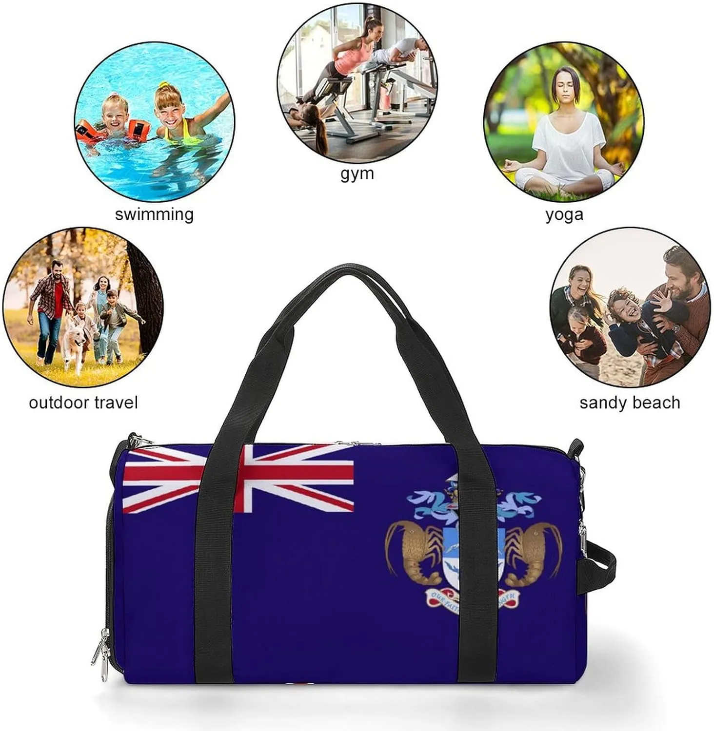 Tristan Da Cunha Flag Gym Duffel for Boys Girls with Shoe Compartment Travel Weekender