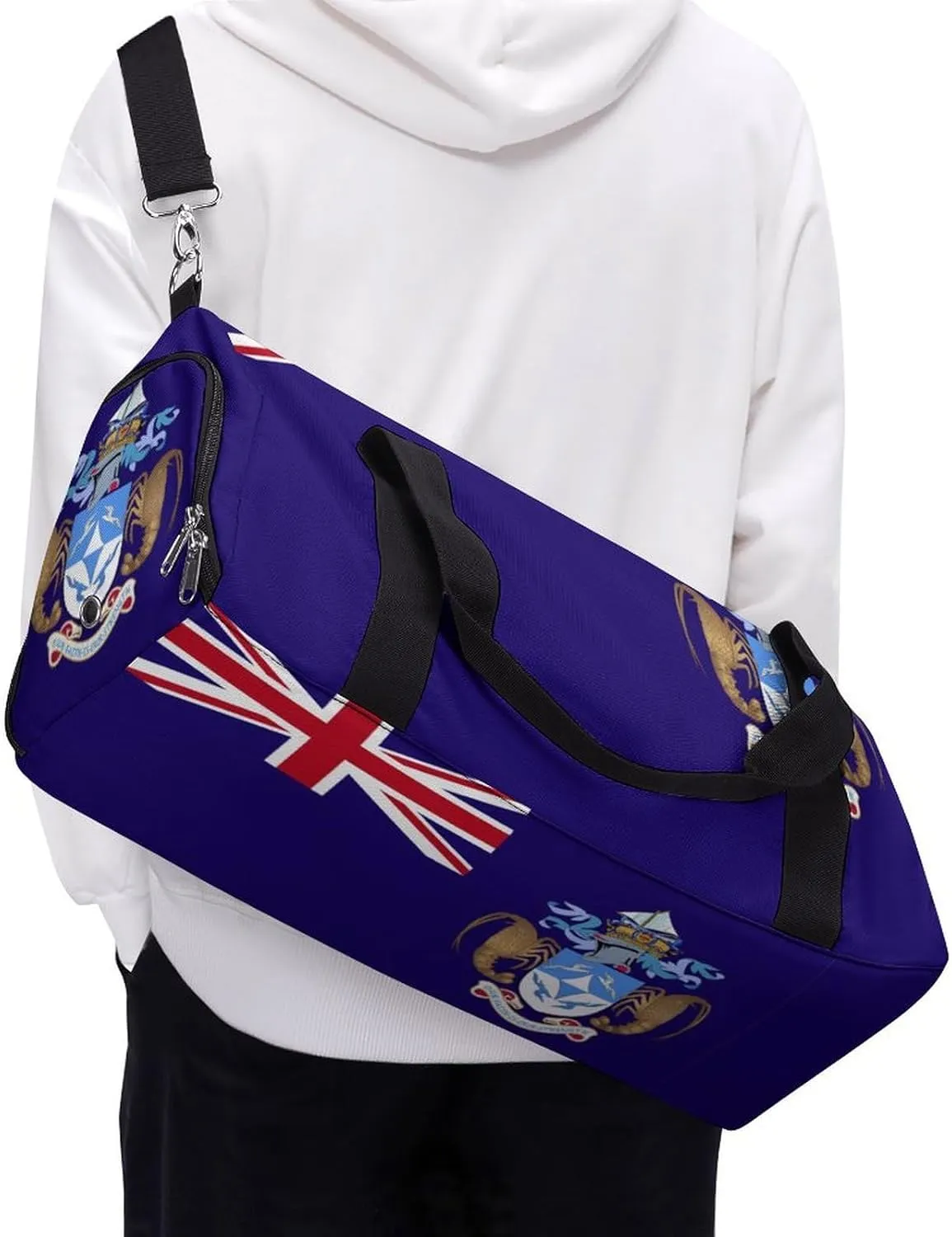 Tristan Da Cunha Flag Gym Duffel for Boys Girls with Shoe Compartment Travel Weekender