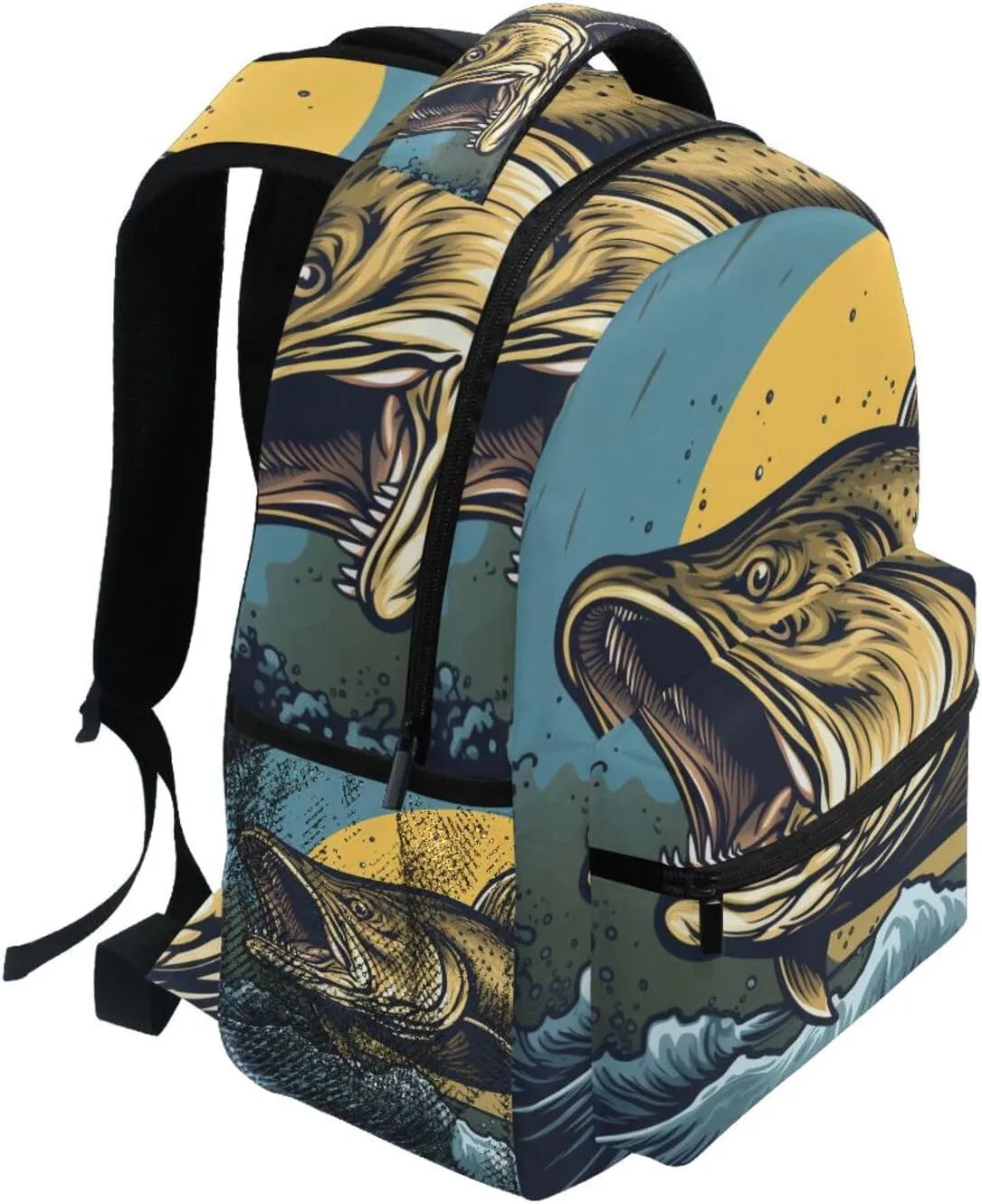 Trout Retro Comic Backpack Daypack Shoulder Bag Book Bag Lightweight Back Pack 11.4 ×16 In