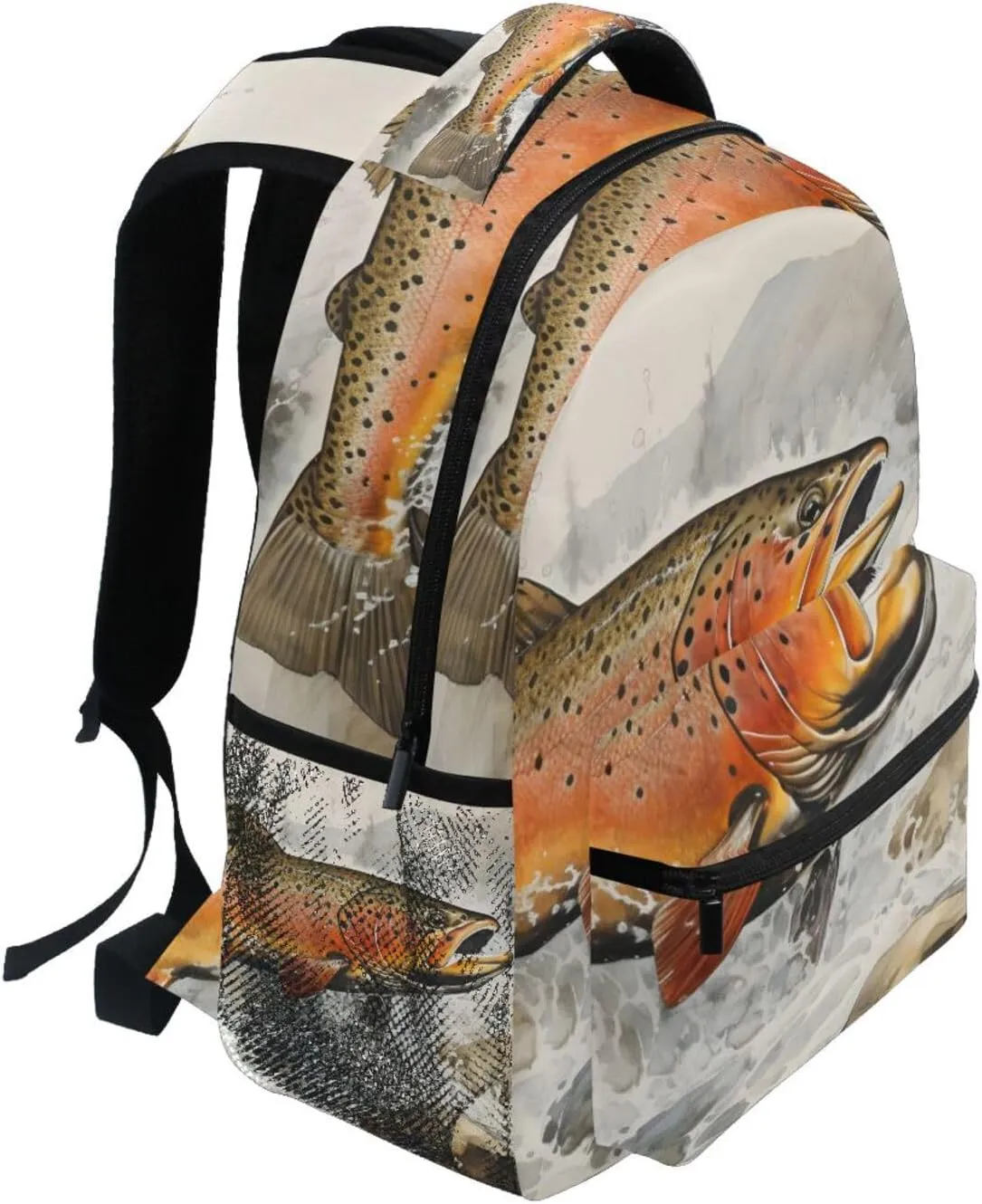 Trout Water Closeup Backpack Daypack Shoulder Bag Book Bag Lightweight Back Pack 11.4 ×16 In