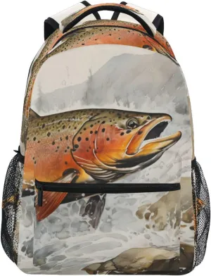 Trout Water Closeup Backpack Daypack Shoulder Bag Book Bag Lightweight Back Pack 11.4 ×16 In