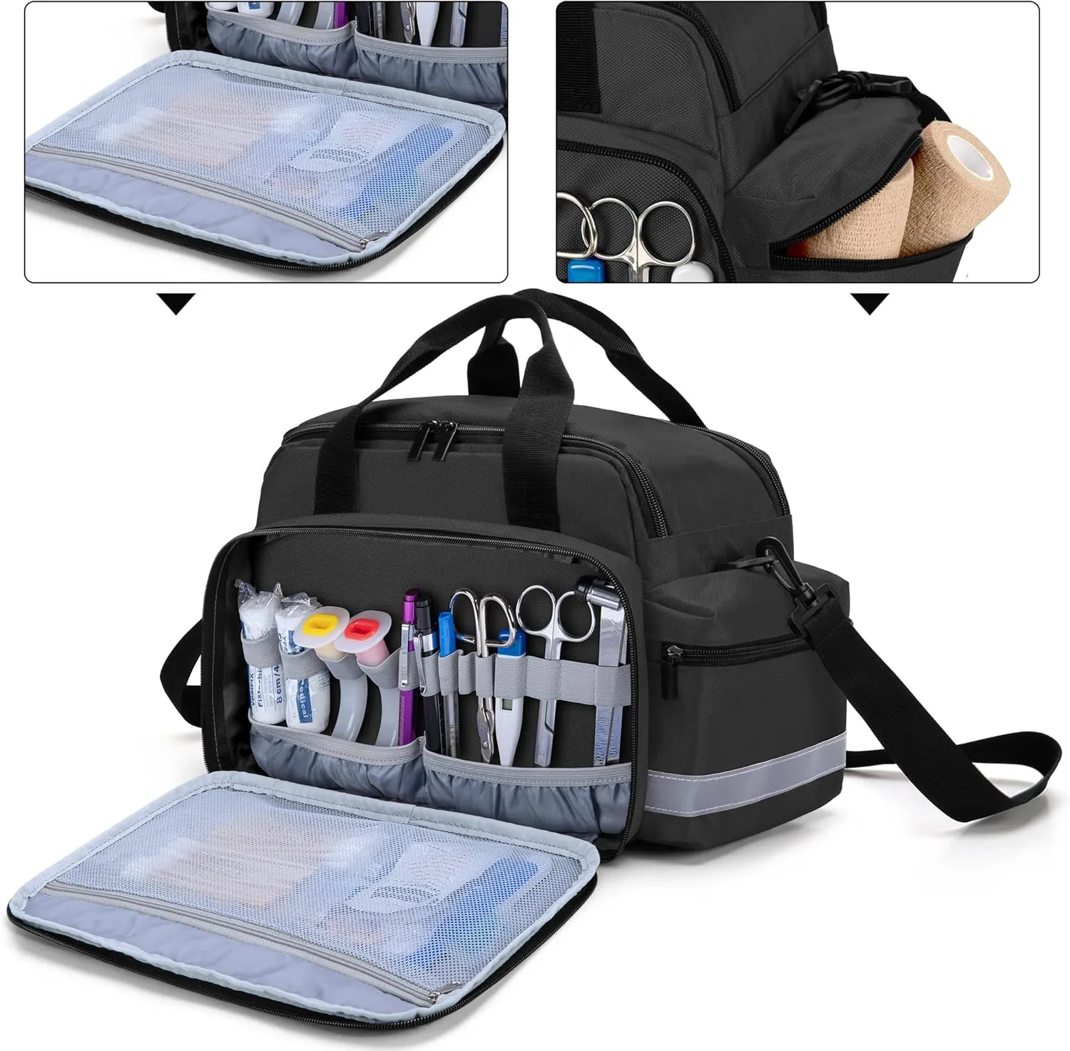 Trunab Home Health Nurse Bag Medical Bag Organizer with Handle and Shoulder Strap for Home Visit, Travel, Nursing Student
