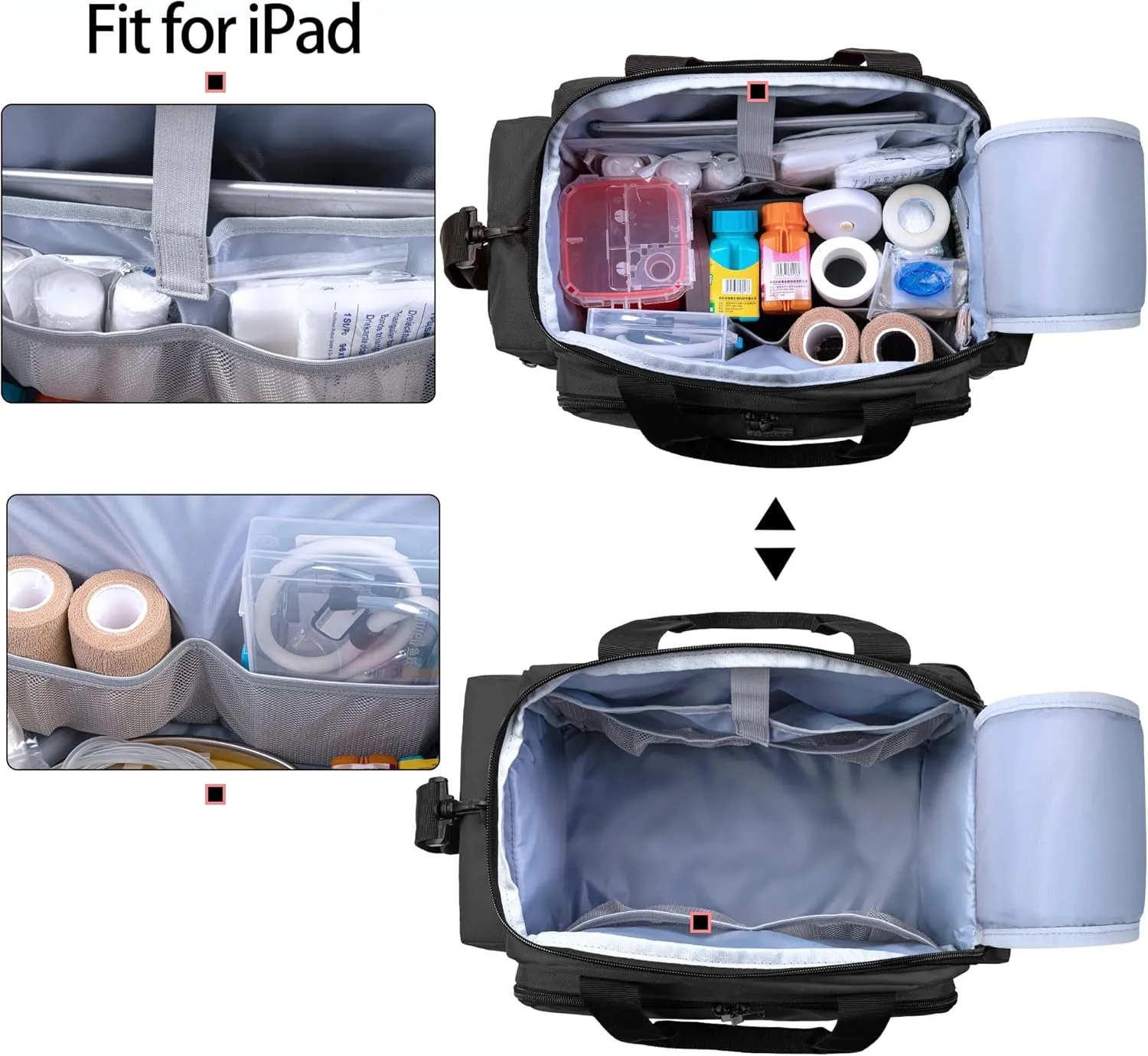 Trunab Home Health Nurse Bag Medical Bag Organizer with Handle and Shoulder Strap for Home Visit, Travel, Nursing Student