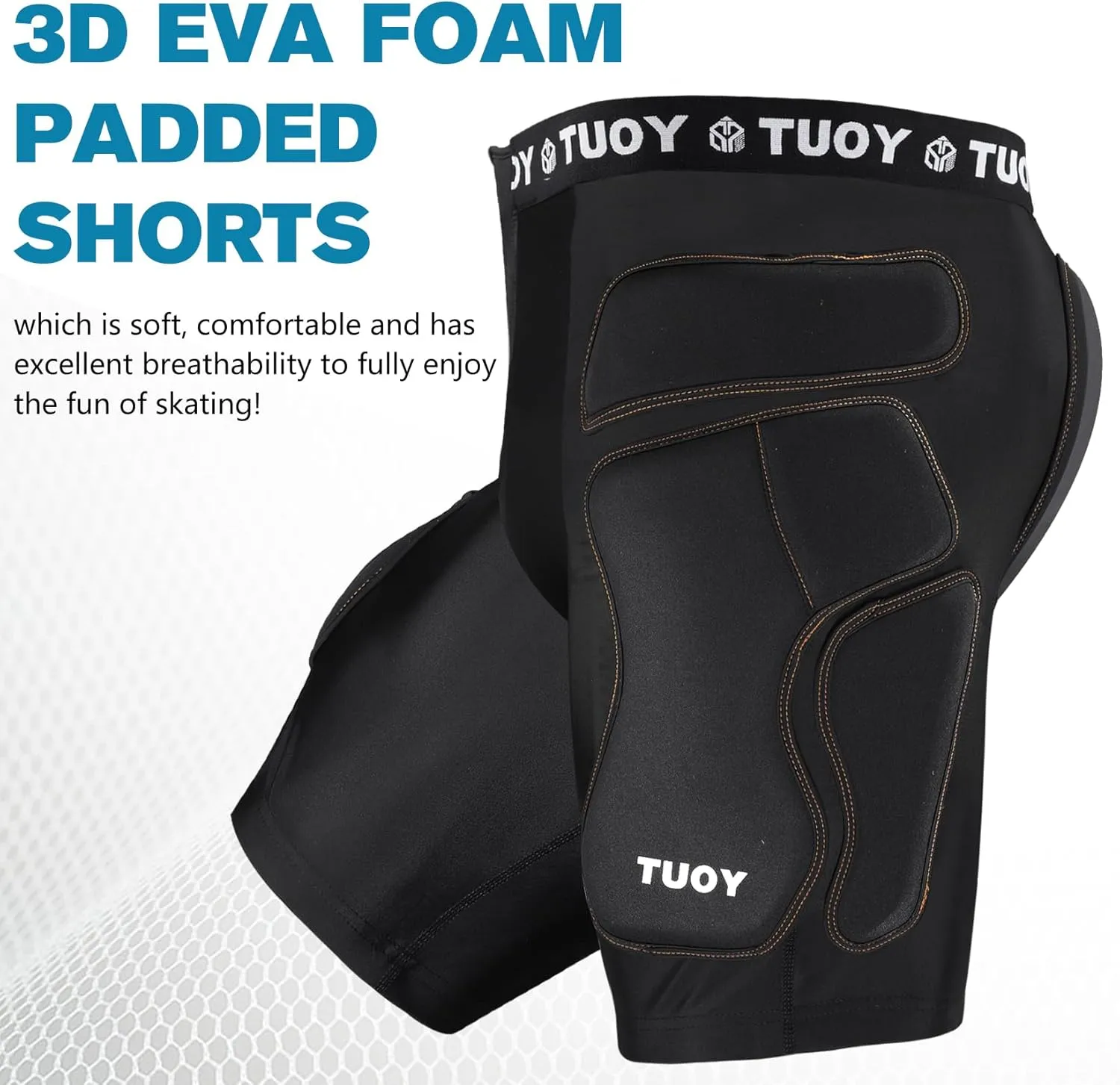 TUOY Protective Padded Shorts for Snowboard,Skate and Ski,3D Protection for Hip,Butt and Tailbone