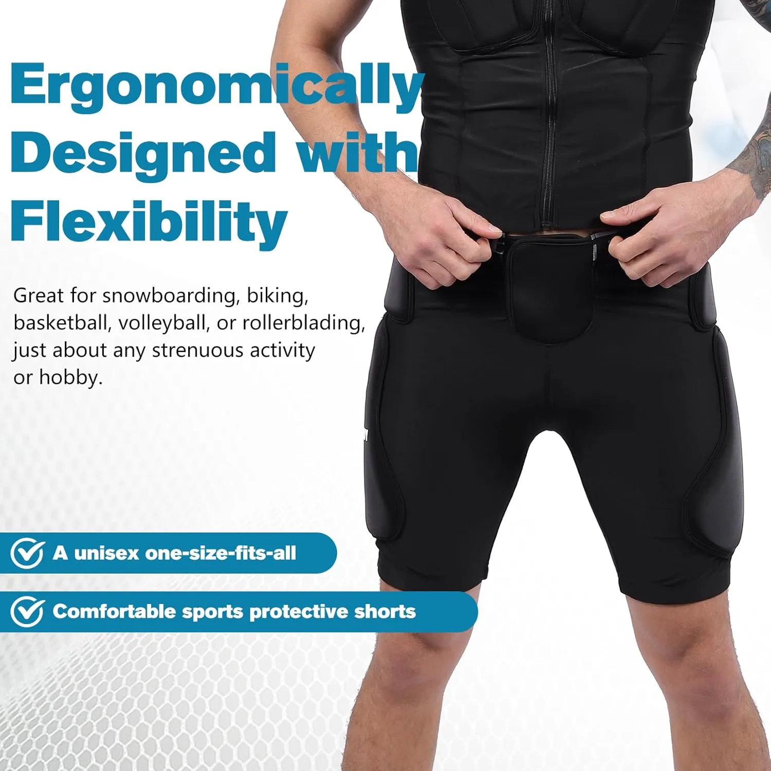 TUOY Protective Padded Shorts for Snowboard,Skate and Ski,3D Protection for Hip,Butt and Tailbone