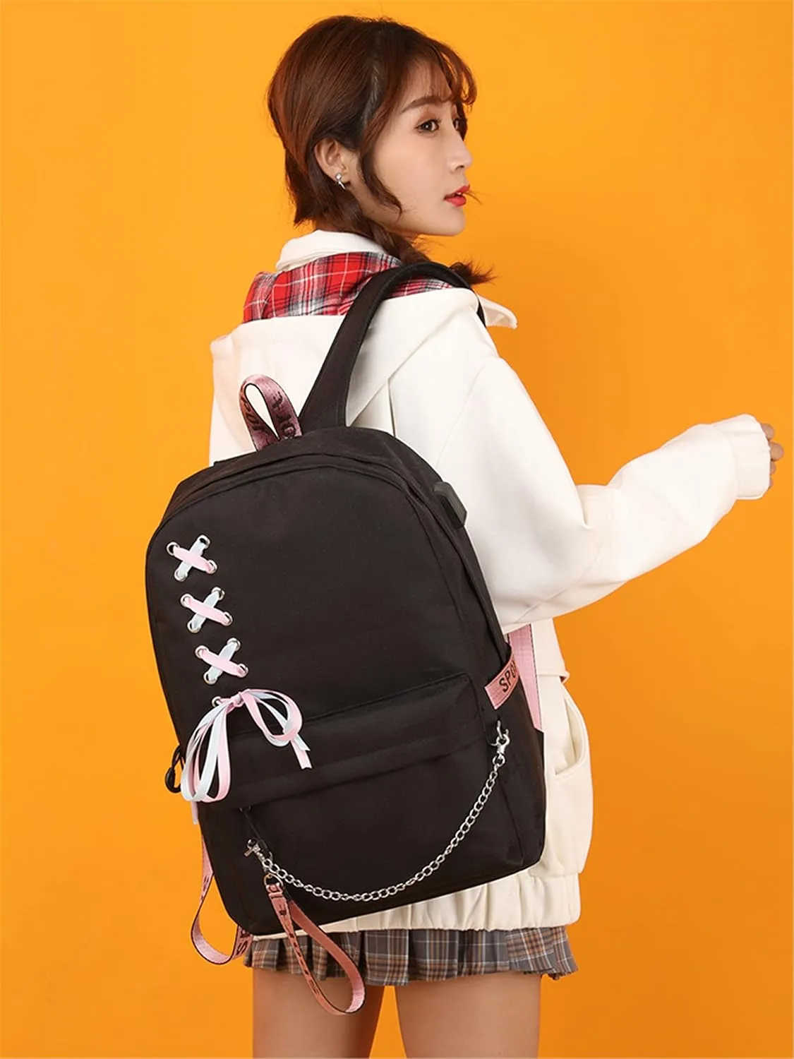 TWICE Backpack Sana Daypack Schoolbag Bookbag School Bag with USB port and Headphone Jack 1