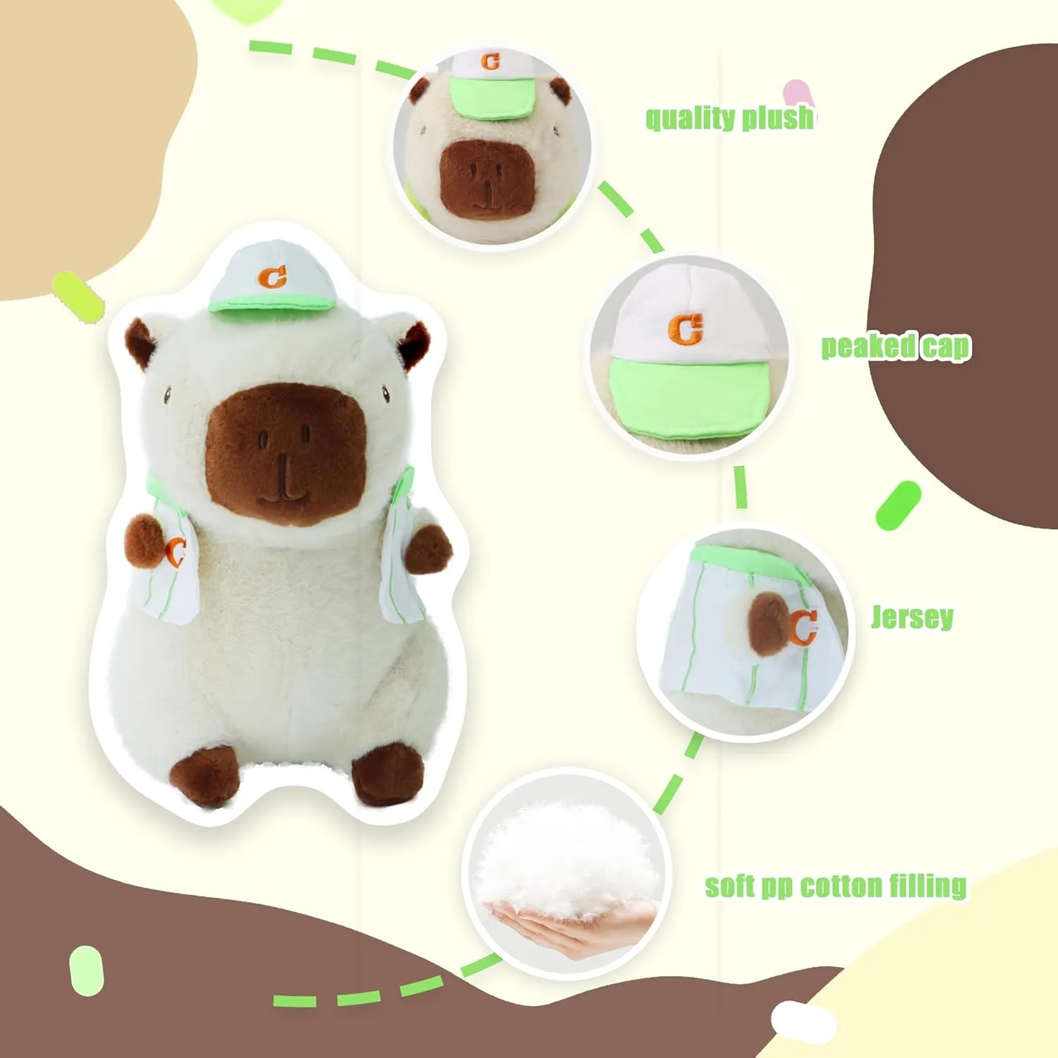 TXDRRA Soft Capybara Plush Toy - Adorable Stuffed Animal Doll Pillow for Kids, Boys, and Girls - Perfect Hugging Gift