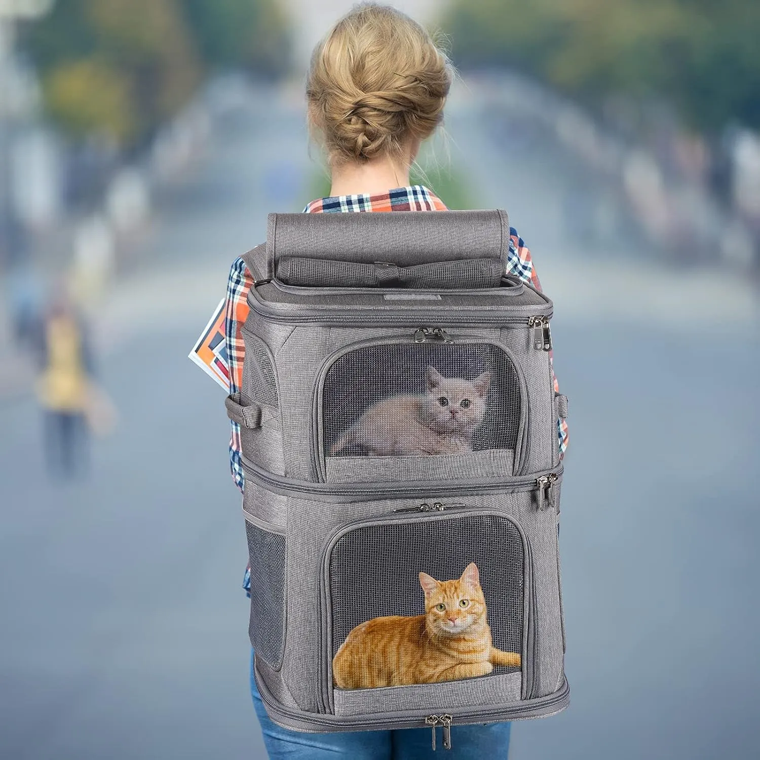 Ultimate 2-in-1 Double Pet Carrier Backpack - Perfect for Small Cats and Dogs, Super Ventilated, Ideal for Traveling, Hiking, and Camping!