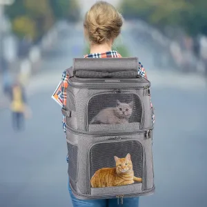 Ultimate 2-in-1 Double Pet Carrier Backpack - Perfect for Small Cats and Dogs, Super Ventilated, Ideal for Traveling, Hiking, and Camping!