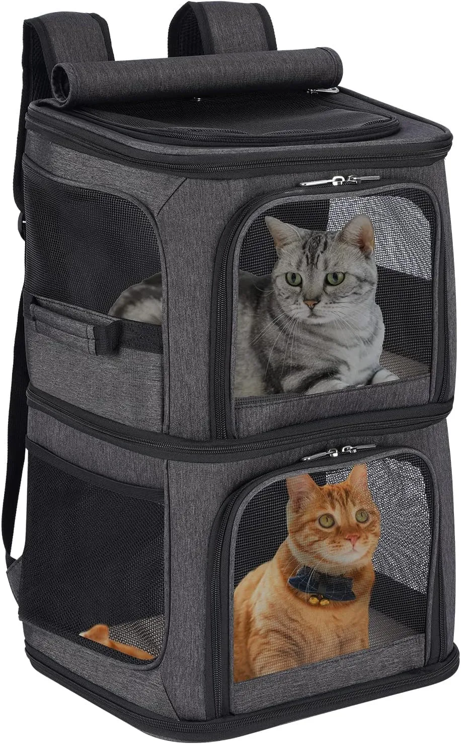 Ultimate 2-in-1 Double Pet Carrier Backpack - Perfect for Small Cats and Dogs, Super Ventilated, Ideal for Traveling, Hiking, and Camping!