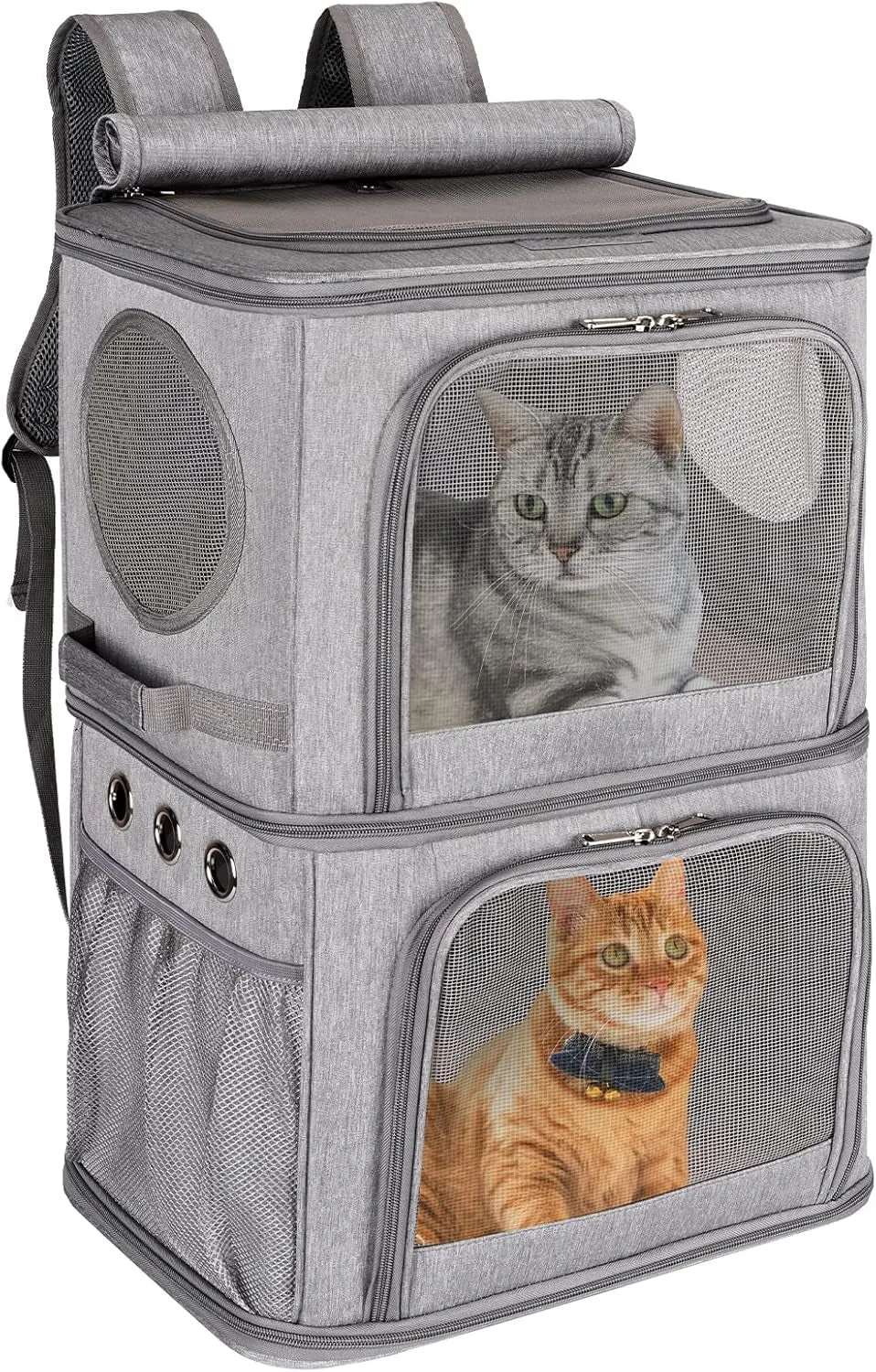Ultimate 2-in-1 Double Pet Carrier Backpack - Perfect for Small Cats and Dogs, Super Ventilated, Ideal for Traveling, Hiking, and Camping!