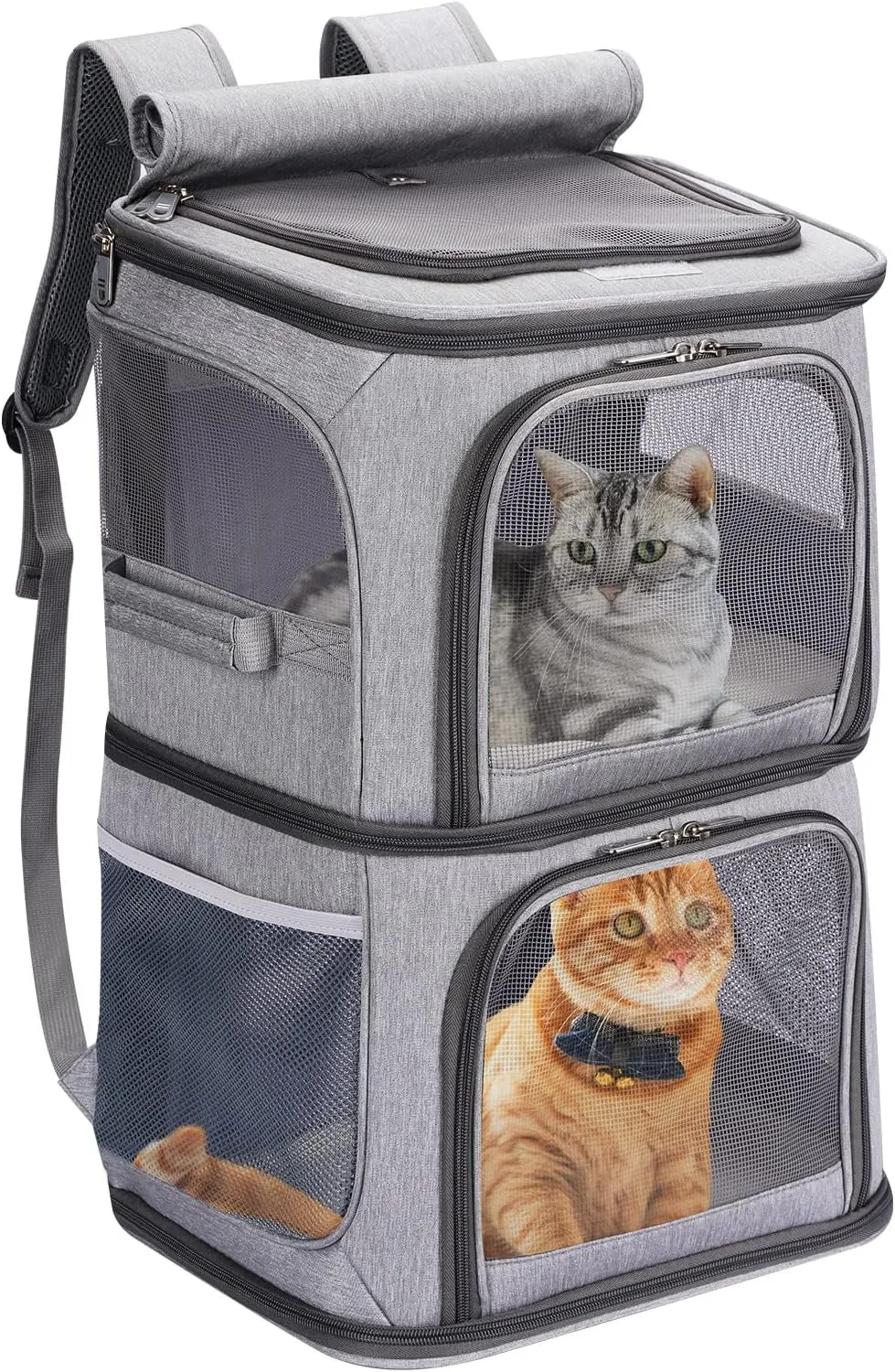 Ultimate 2-in-1 Double Pet Carrier Backpack - Perfect for Small Cats and Dogs, Super Ventilated, Ideal for Traveling, Hiking, and Camping!