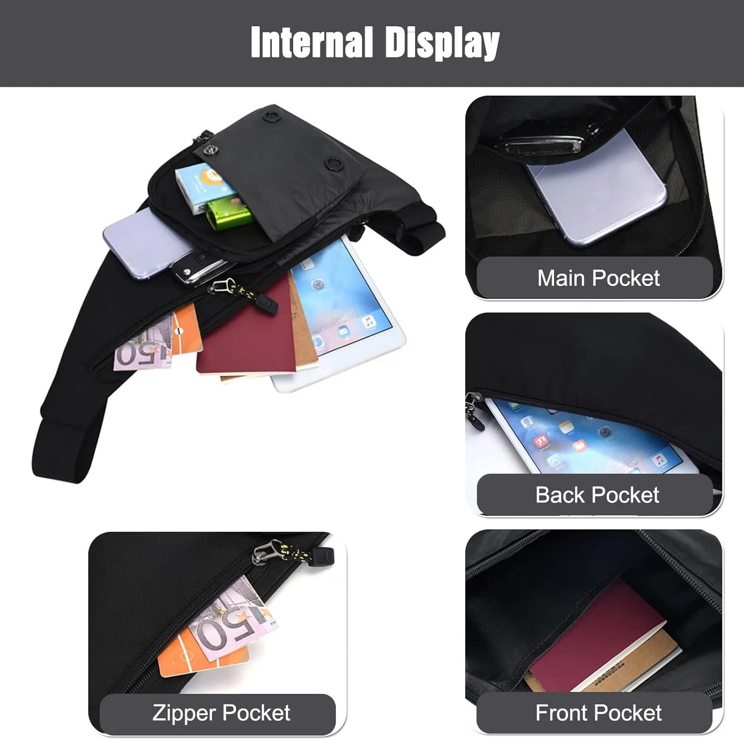 Ultralight Sling Bags Outdoor Hiking Daypacks Chest Shoulder Bag Men Crossbody Bags Women Waist Bag Cover Pack Rucksack for Travel Hiking Bicycle Sport Gym Daypacks Small Daypacks Dark Blue
