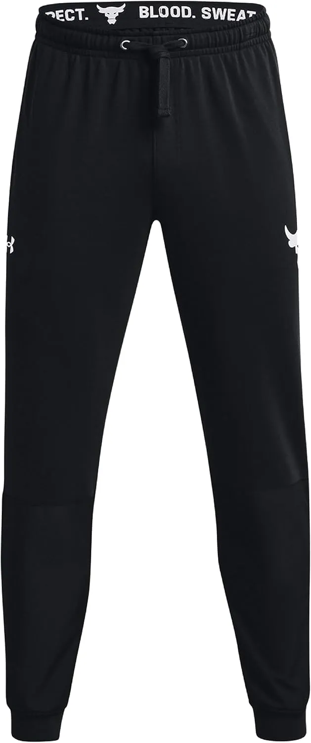 Under Armour Men's Project Rock Terry Joggers (as1, Alpha, s, Regular, Regular, Black/White - 002)