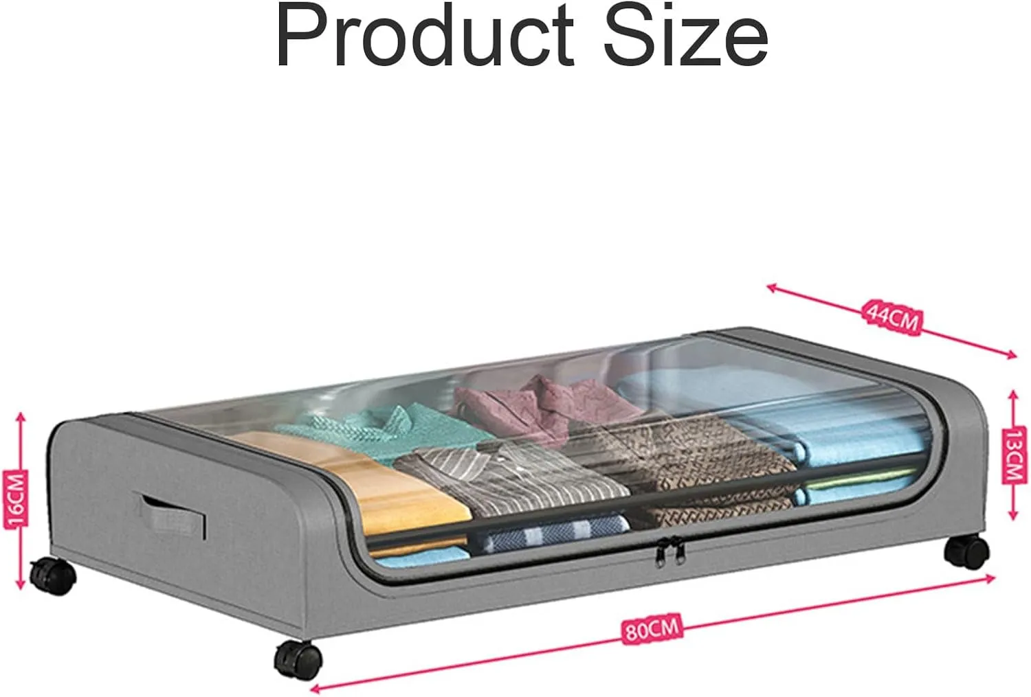 Underbed Storage Containers - Rollable Under Bed Storage Bag with Wheels, Clear Window and Handles, Large Capacity Storage Bins for Clothes Blanket Comforter Bedding,Gray