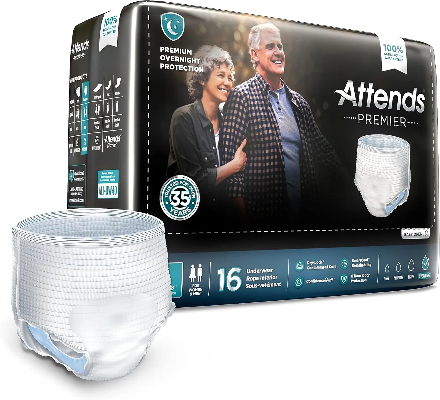 Unisex Adult Heavy Absorbency Disposable Pull On Underwear with Tear Away Seams, Large, 16 per Bag