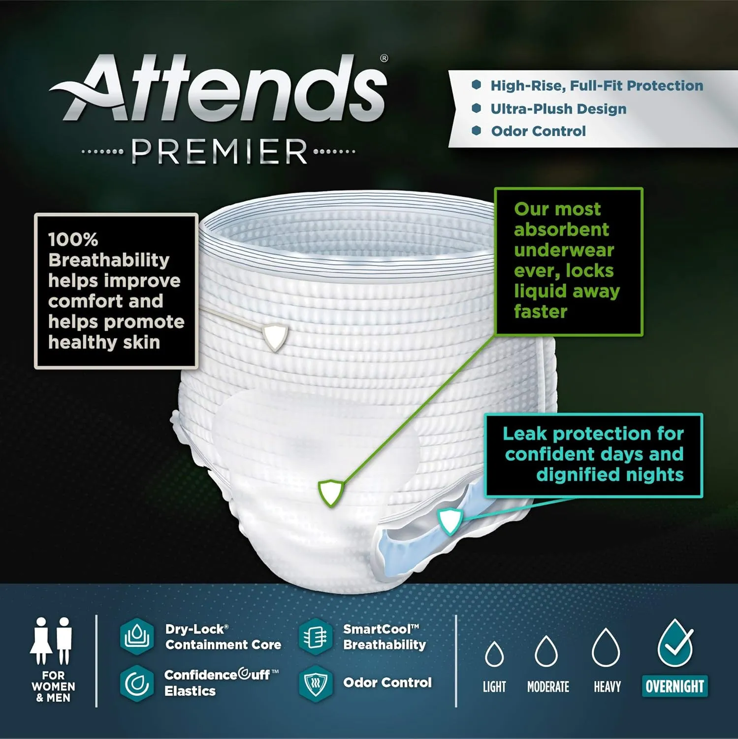 Unisex Adult Heavy Absorbency Disposable Pull On Underwear with Tear Away Seams, Large, 16 per Bag