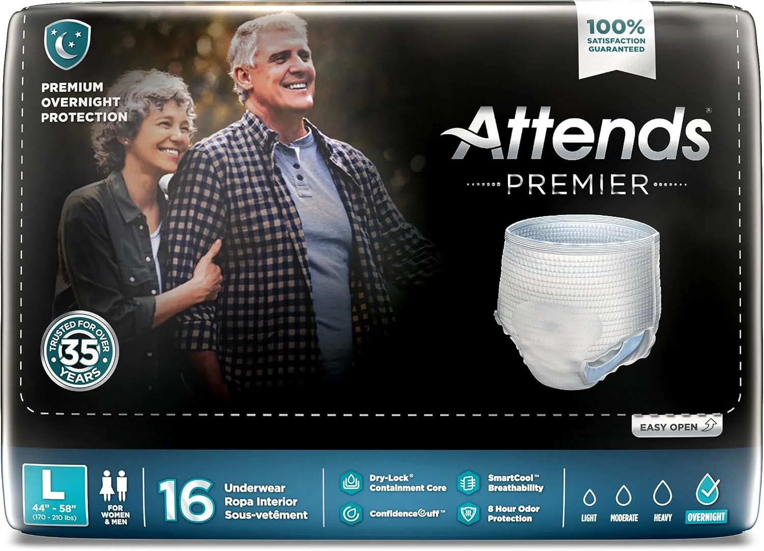 Unisex Adult Heavy Absorbency Disposable Pull On Underwear with Tear Away Seams, Large, 16 per Bag