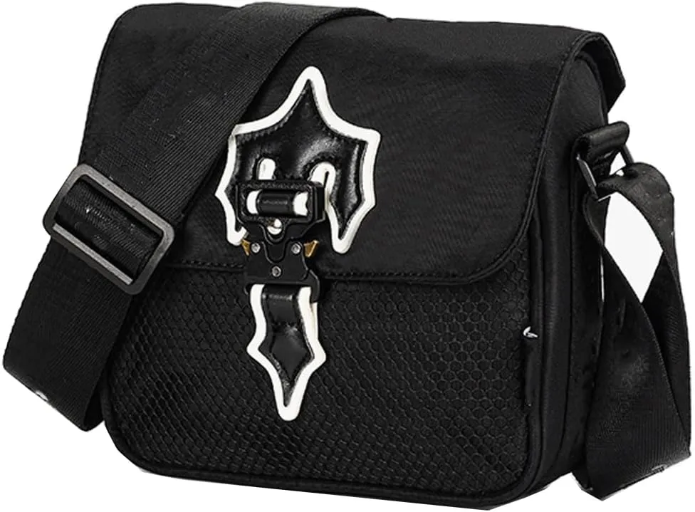Unisex Compact Crossbody Bag with Mesh Panel & Adjustable Strap, Lightweight Oxford Fabric, 3L Capacity for Daily