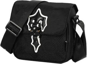 Unisex Compact Crossbody Bag with Mesh Panel & Adjustable Strap, Lightweight Oxford Fabric, 3L Capacity for Daily