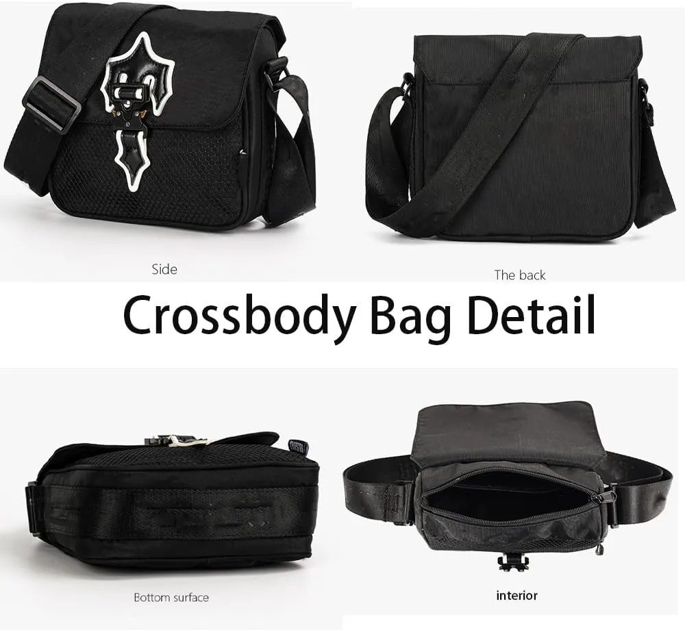 Unisex Compact Crossbody Bag with Mesh Panel & Adjustable Strap, Lightweight Oxford Fabric, 3L Capacity for Daily