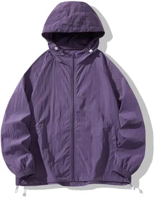 Unisex UPF50  Breathable Quick-Dry Sun Jacket - Adjustable Hood & Hem with Elastic Cuffs for Outdoors
