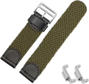 Universal Strap,20mm Electronic Analogue Watch Woven Canvas Nylon Watchband Replacement Accessories Sweat Absort Soft Comfortable Watch Wrist Band(Army Green B)