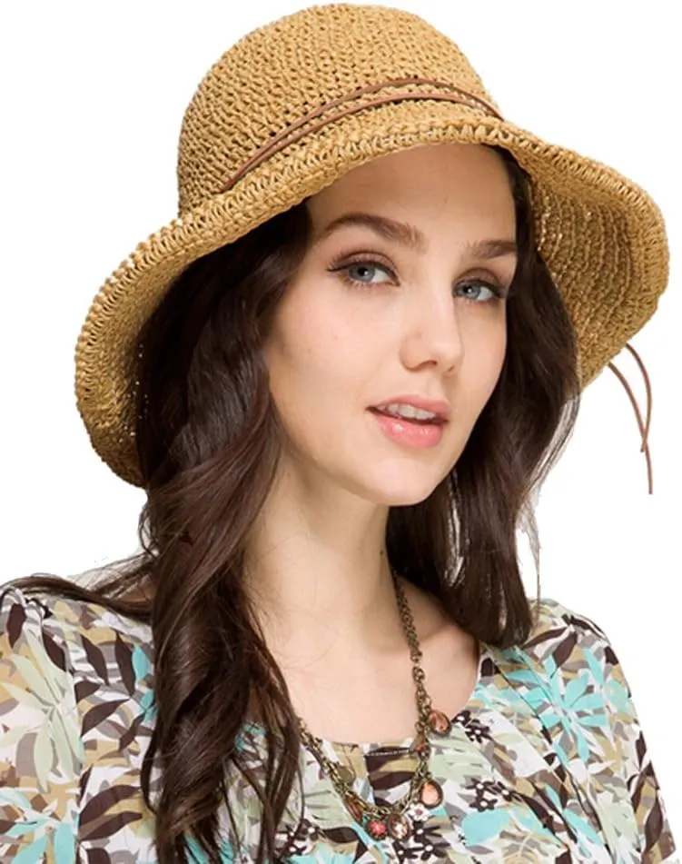 Urban CoCo Women's Wide Brim Caps Foldable Summer Beach Sun Straw Hats