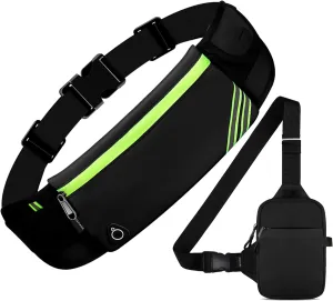 USHAKE Active Gear Set: Running Belt & Mini Sling Bag - Water-Resistant Storage for Fitness Enthusiasts & Travelers