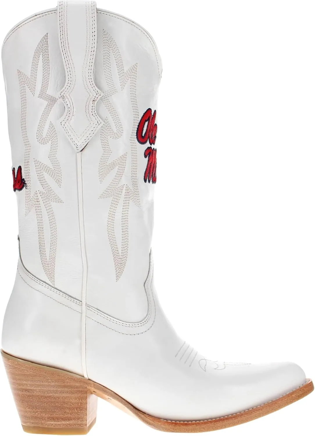 Vaccari Women's Leighton Genuine Leather Collegiate Embroidery Pointed Toe Cowgirl Boots