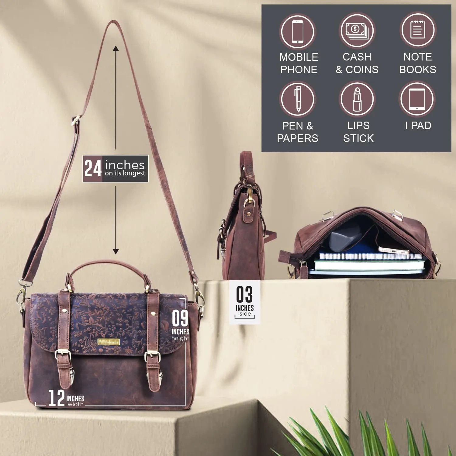 VALENCHI Genuine Leather Purse For Women - Real Leather Tote Bag For Women - Ladies Shoulder Bag For Work, Travel