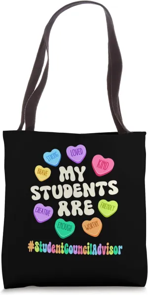 Valentine Student Council Advisor Positive Hearts Teacher Tote Bag