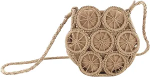 Van Caro Handwoven Cotton Straw Shoulder Bag Crochet Tassel Beach Bohemian Purse for Women
