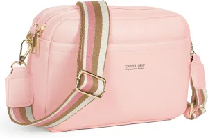 Vegan Leather Women's Crossbody Bag, Shoulder Purse with Wide Strap & Multi-Compartment Design for Daily & Travel