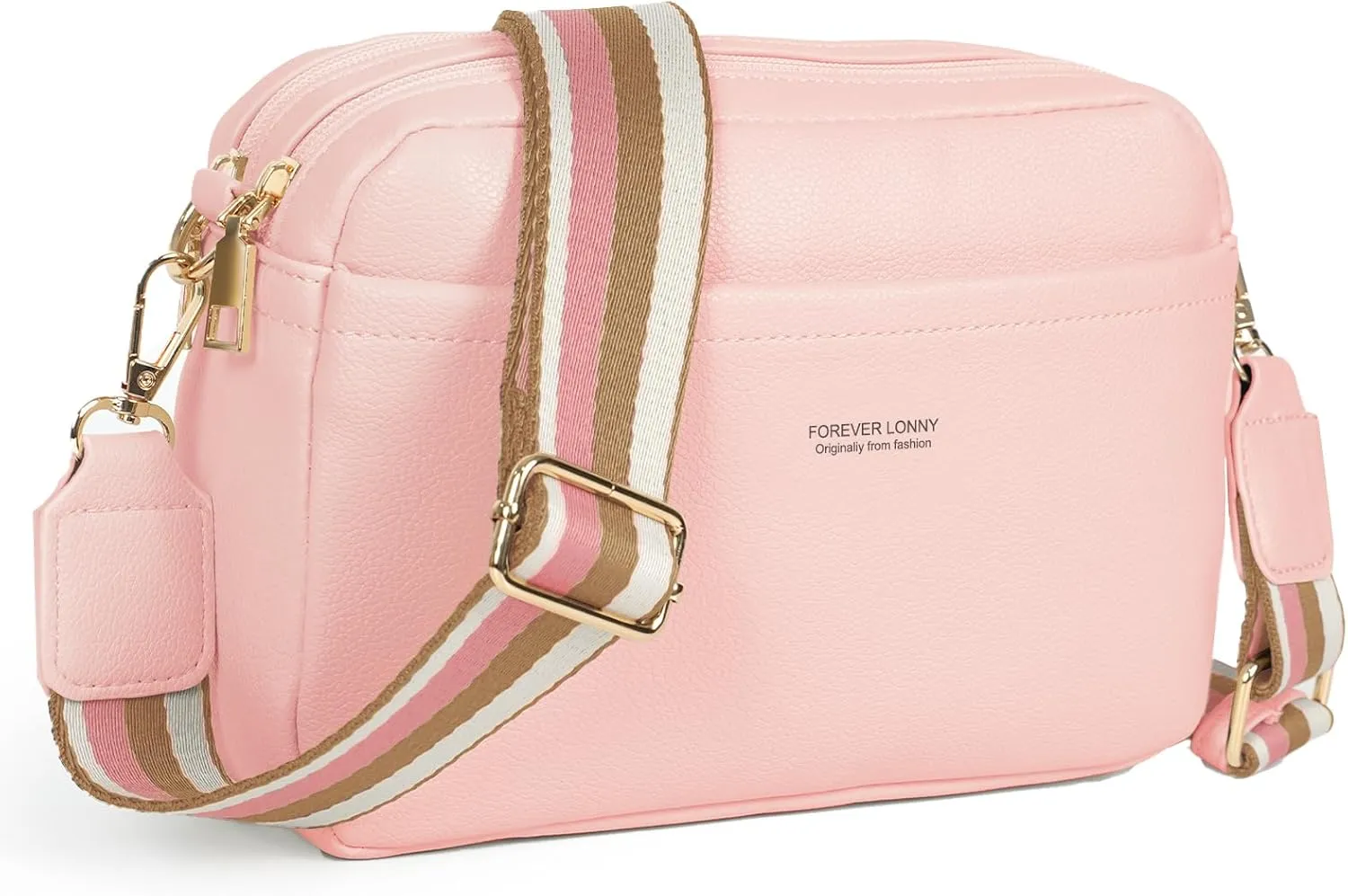 Vegan Leather Women's Crossbody Bag, Shoulder Purse with Wide Strap & Multi-Compartment Design for Daily & Travel