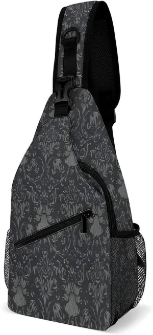 Vintage Dark Damask Pattern Sling Bags Men And Women Shoulder Backpack Chest Bag Cross Body Chest Sling Backpack.