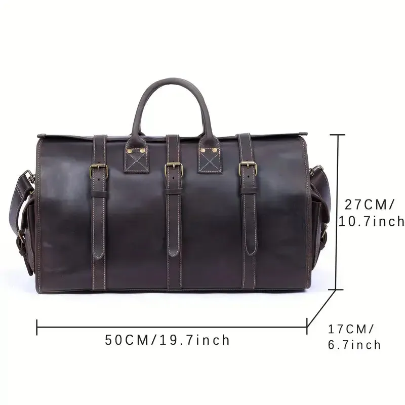 Vintage Genuine Crazy Horse Leather Duffel Bag
