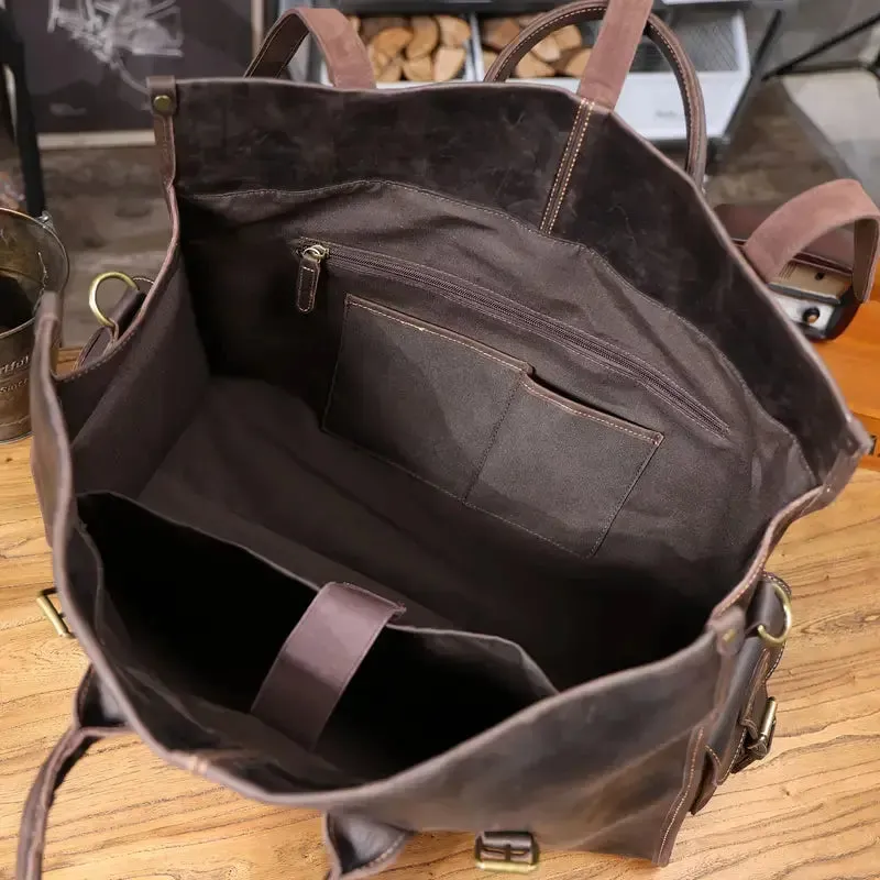 Vintage Genuine Crazy Horse Leather Duffel Bag