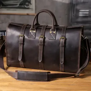 Vintage Genuine Crazy Horse Leather Duffel Bag