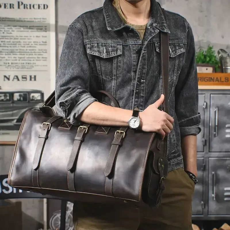 Vintage Genuine Crazy Horse Leather Duffel Bag