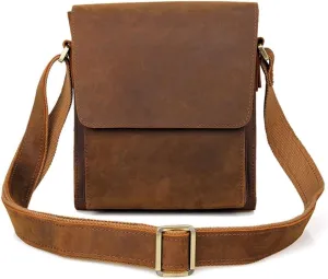 Vintage Large Capacity Crossbody Bag Crazy Horse Leather Shoulder Bag