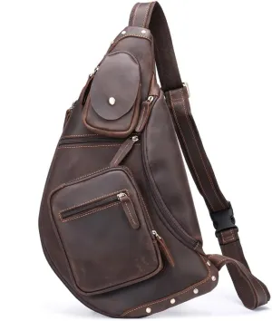 Vintage Men's Chest Bag Shoulder Bag Large Capacity Sports Satchel